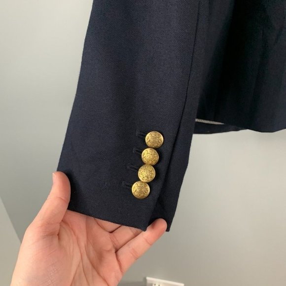 J. Crew Women's Schoolboy Blazer Jacket Navy Blue Wool Stretch Gold 2 Button 6 - Picture 6 of 11